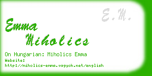 emma miholics business card
